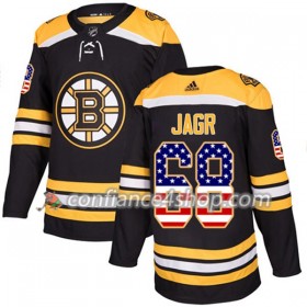 Adidas Maillot de Hockey Boston Bruins Jaromir Jagr 68 2017-2018 Noir USA Flag Fashion Authentic - Homme
